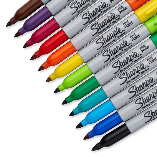 Ensemble de marqueurs Sharpie à l'huile colorés, stylo d'art, couleur continue, papeterie de bureau, pointe de 1 mm (12 / 24 pièces)